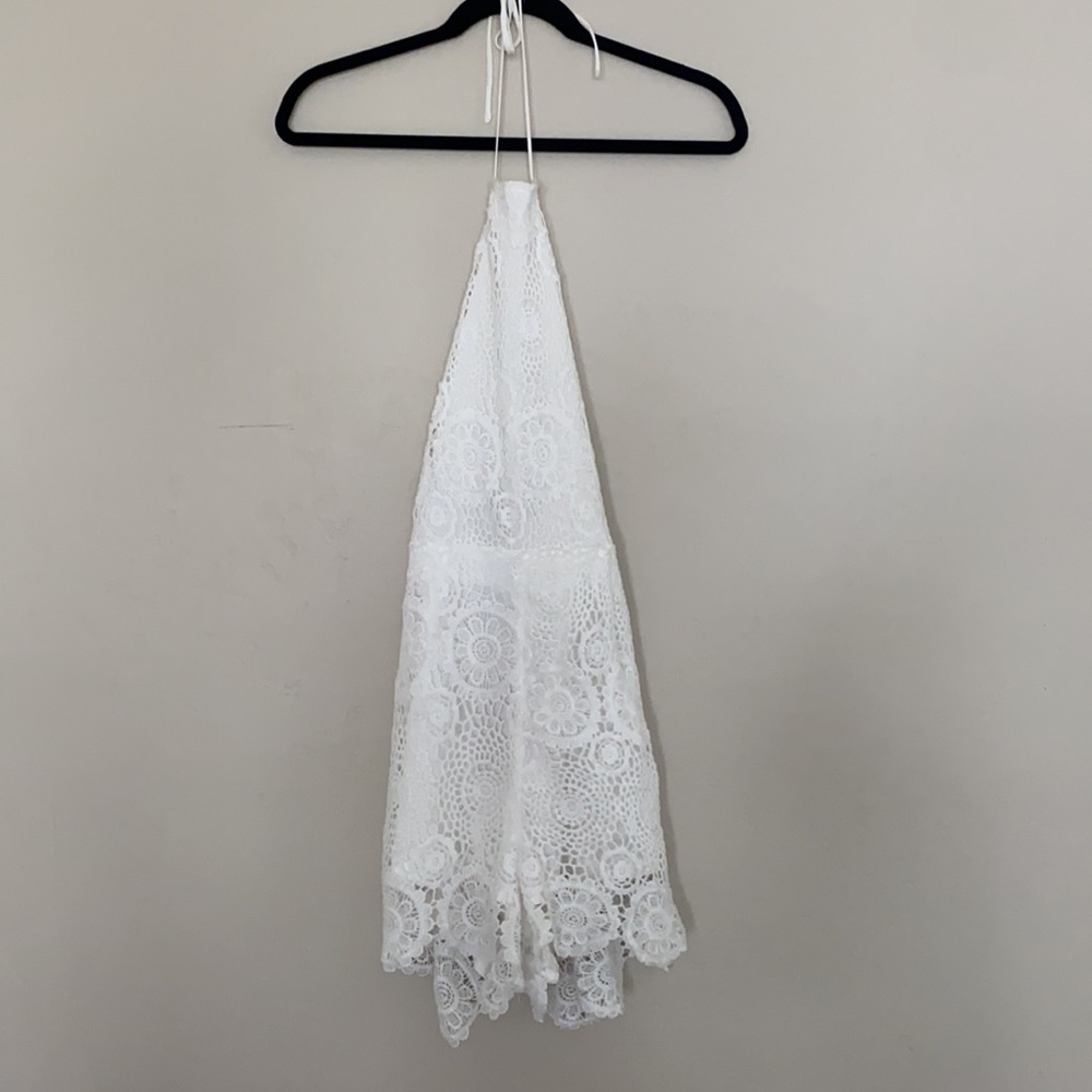 Missguided White Crochet Halter Romper